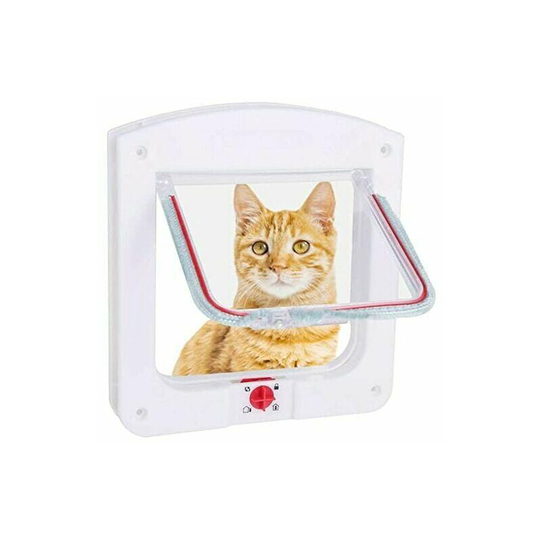 Manual Cat Flaps and Doors,Cat Flap for Cat Dogs Small Cat Flap Microchip Door 4 Way Lockable Easy to Install White,