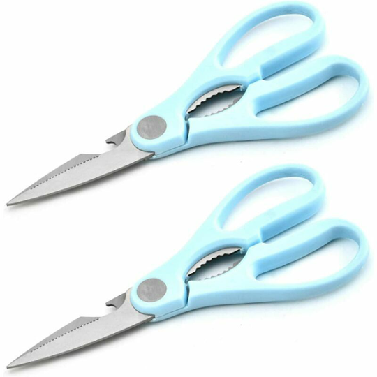 Bearsu - 2pcs Kitchen Scissors, Stainless Steel Bandsaw, Household Scissors, Multi-Purpose Scissors, Length: 20cm, Blue (blue)