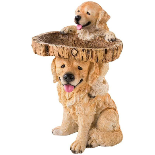 Benobby Kids - Outdoor Birdbath Bowl,Polyresin Sunflower Birdbath,Outdoor Wild Bird Feeders,Base Stakes for Landscape Decorations (Dog)