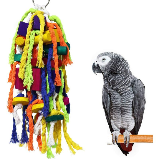 Modou - Large and Small Parrot Chewing Toys Parrot Cage Bite Toys Wooden Blocks Tearing Toys for Conures Cockatiels