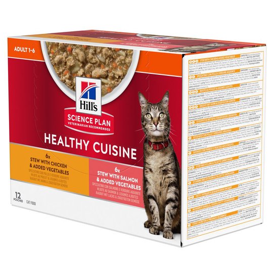 12 x 80g Hill's Science Plan Adult Feline Healthy Cuisine - 9 + 3 Free!* - Chicken & Salmon (12 x 80g)