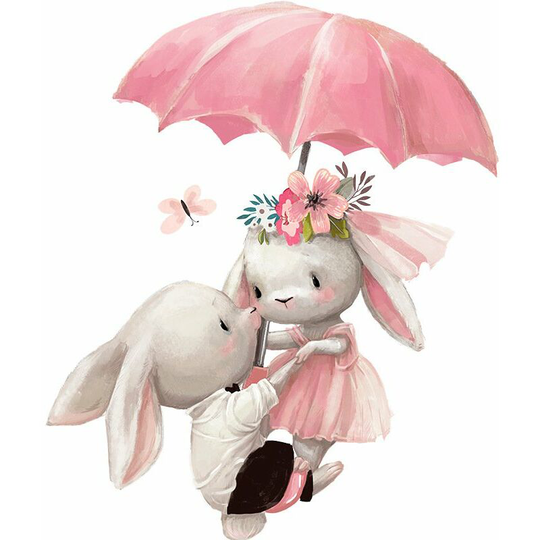 Perle Rare - Umbrella Cute Rabbit Decor Cartoon Wall Stickers Murals Art diy Posters Peel & Stick Art Wall Decals for Kids and Nursery Room Decoration