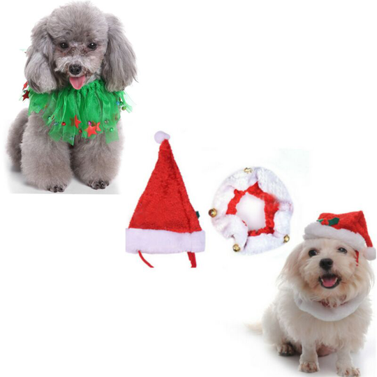 Dog clothes Pet Christmas supplies Neckband Colorful belt Neckband Dog Christmas hat Neckband