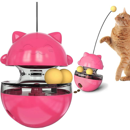 Interactive cat Toys, cat Toys, cat Supplies, Interesting Tumbler Food Dispenser, Improve IQ, Slow Feeder, Bring 2 Rolling Balls, Puzzle Mental