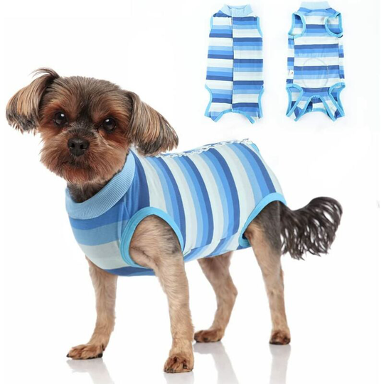 Dog Recovery Gown, Post Surgery Dog Surgical Gown, Breathable Dog Onsie Alternative E-Neck Abdominal Wound Protection Dog Medical Gown for Large