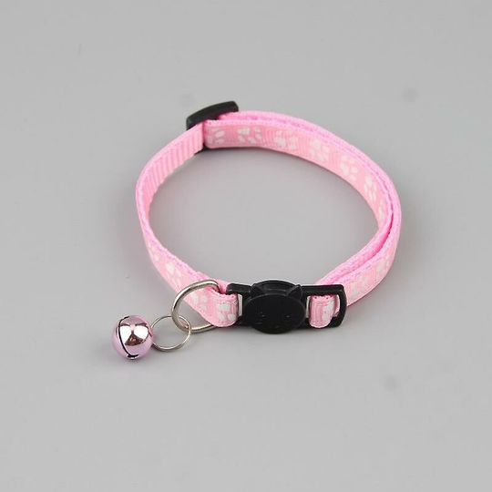 Patch Bell Collar Dog Traction Excellent Cat Head Buckle Footprint Synthetic Pet Collar, Pink, 1cm Wide - Thsinde