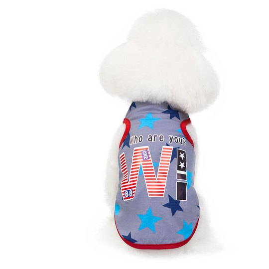 Dog Vest Five-Pointed Star Pattern Two-Legged Cotton Letter Printing Vest,Spring Summer Dog Clothes for Small Medium Dogs Girl Boy(M)