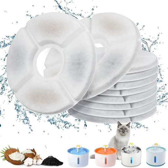Naxunnn - 10 Pieces Cat Water Fountain Filter, Replacement Filters for 1.6L Cat Fountain, Replacement Filters with Activated Carbon and Ion Exchange
