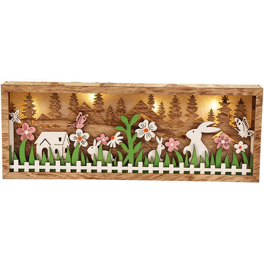 Superseller - led Easter Wooden Desk Ornaments Easter Rabbit Themed Decoration Rabbit Wall Hanging Decorative Photo Frame With led Light for Easter