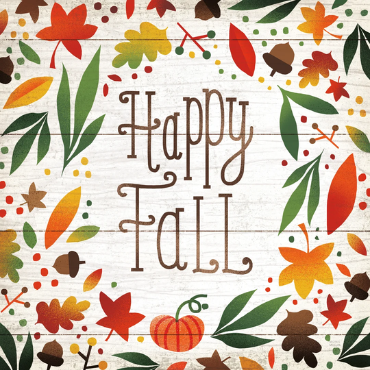 Harvest Time Happy Fall Shiplap Sq by Michael Mullan - Wrapped Canvas Painting