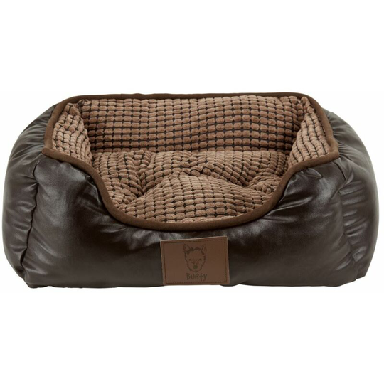 Tuscan Luxury Faux Leather Soft Fur Fleece Large Dog Bed Pet Cat Basket - Small - Bunty
