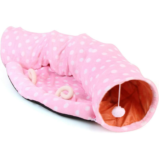 Cat Tunnel Toys Cat Beds Tubes Foldable Pet Tunnels,Pink