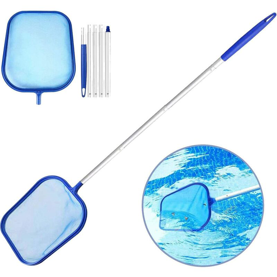 Pool Net Skimmer, Leaf Cleaning Kit, Pool Net with 120 CM Telescopic Pole, Fine Mesh Pool Skimming Net for Hot Tub Swimming Pool Spa Garden Pond