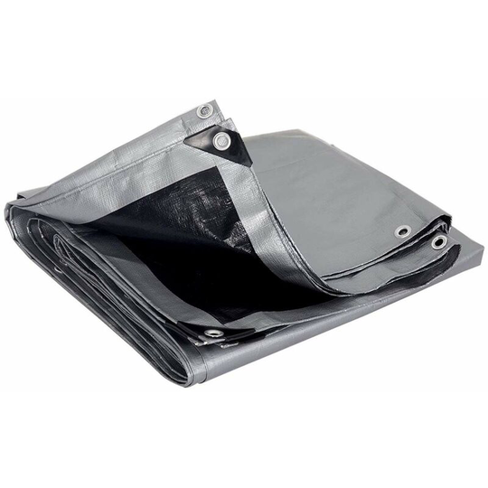 Tarpaulin Waterproof Strengthened Heavy Duty Tarp Outdoor Camping Cover Grey+Black 3x6m 180g/m2 pe - Grey+Black - Woltu