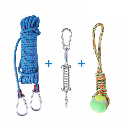 Joorrt - Spring pole toys for dogs unwinding outdoor exercise cotton rope dog teething rope 10 meters 10 meters four