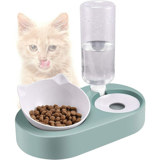 Cat Bowl, 15 ° Anti-Vomiting Tilted Cat Bowl with Raised Stand, Pet Bowl with Water Automatics, Cat and Small Dog Bowl (Cat Bowl)