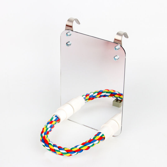 Set Acrylic Bird Mirror with Bird Perch Stand for Parrot Parakeet Cockatoo Conure Lovebirds Finch Canary Cage Birds Toys