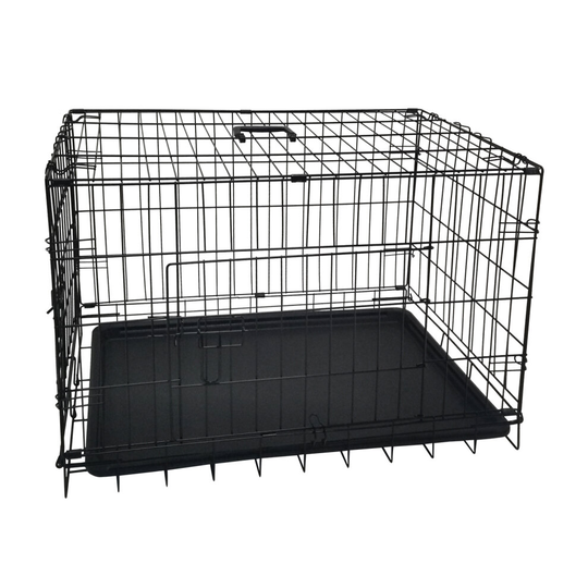 Dog Cage Folding 2 Door Crate 30" Black
