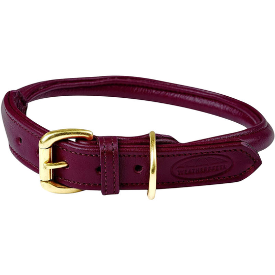 Rolled Leather Dog Collar (xl) (Maroon) - Maroon - Weatherbeeta