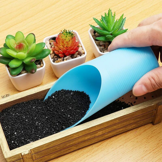 Plastic Garden Buckets | 1 Pack Plastic Soil Shovel, Cup Shovel, Durable Utility Gardening Tools (Sky Blue)