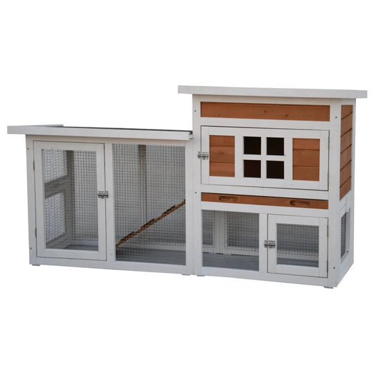 @Pet Rabbit Hutch Villa White And Brown 147X50x80 Cm