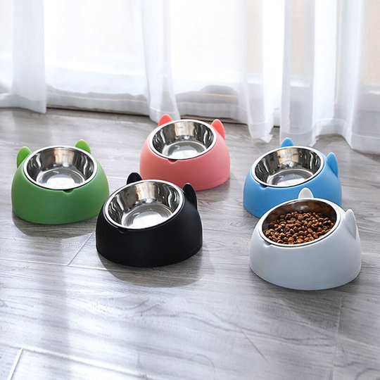 Cat Bowl, Food Bowl, Slanted Stainless Steel Cat Bowl, Small Dog Bowl, Pet Bowl Set, Removable Cat and Dog Bowl, 200ML Cat Bowl Pink
