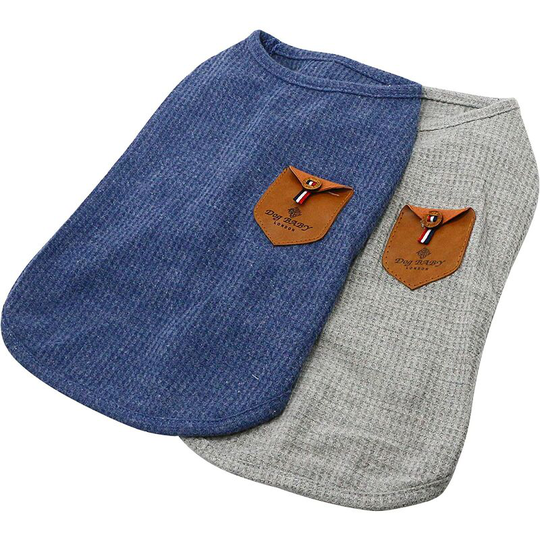 Minimalist T-Shirt for Dog, Cat Clothes, Blue and Gray, 100% Cotton, For Mini Dog, Dog and Cat (Pack of 2 (m- for Tea Mug Nounours and Nain Rabbit,