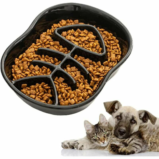 Anti Glutton Dog Bowl, Fishbone Shape, Ceramic, Slow Feeding Bowl for Cats, Promotes Healthy Eating and Slow Digestion for Small and Large Dogs
