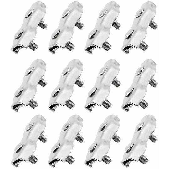 12 Pieces M2 2mm Duplex Cable Clip 304 Stainless Steel for 2mm Wire Rope Cable Clip Soekavia
