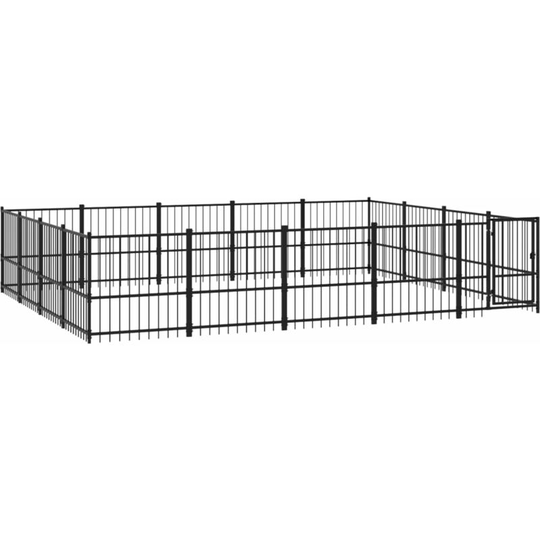 Outdoor Dog Kennel Steel 18.82 m² vidaXL - Black