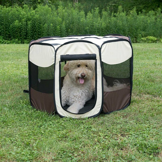 Bearsu - Dog Puppy Playpen, Collapsible Pet Enclosure, Cafe