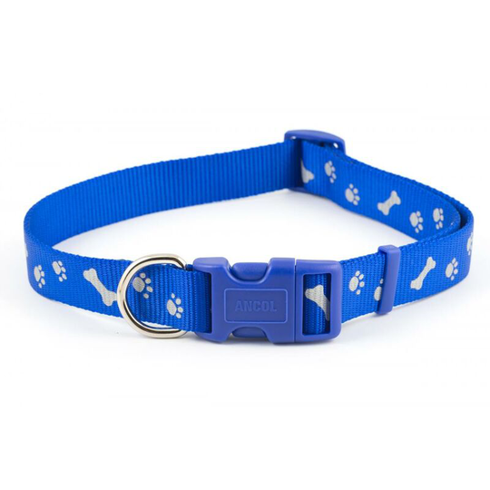 Paw & Bone Adjustable Dog Collar (45-70cm) (Blue) - Blue - Ancol