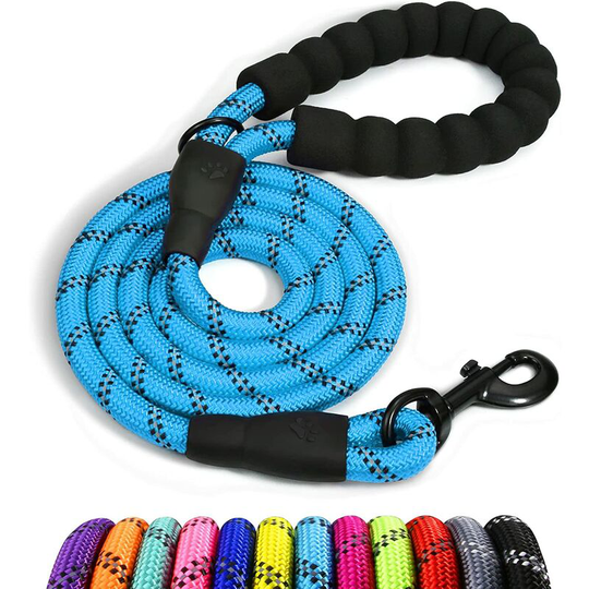 Rope Dog Leash, Nylon Dog Leash with Soft Padded Handle and Reflective Threads for Puppy and Small Dog, 150cm x 0.8cm, Blue