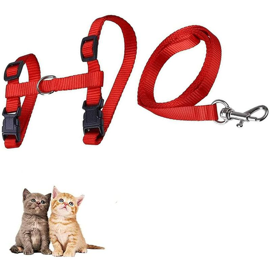Cat Harness and Leash, Red Harness Leash, Adjustable Harness, for Cats, Dogs, Rabbits and Other Pets