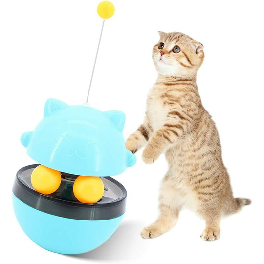 Cat Interactive Toy, Amused Cat Tumbler Turntable Toy, with Food Dispenser Self Rotating Toys, Indoor Cat Toy Funny Cat Stick