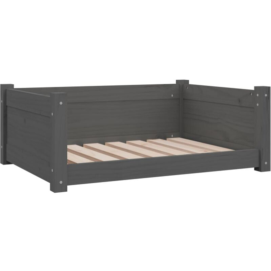 Dog Bed Grey 75.5x55.5x28 cm Solid Pine Wood Vidaxl Grey