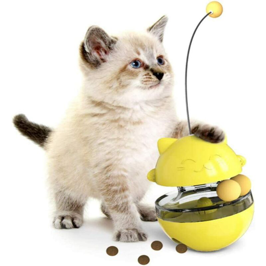 4 in 1 Cat Toy, Cat Tumbler Toy Tumbler Ball Interactive Cat with Double Ball with Feeder Suitable for Cat Education Training Game