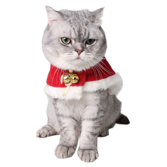 Pet Christmas Cloak Costume with Soft and Thick Cloth Bells, Small Cats, Dog Clothes, Kitten Dress Up, Small Cats (l)