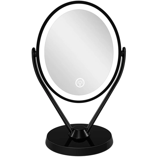 Gunnersbury Round Magnifying Lighted Metal Framed Makeup Mirror