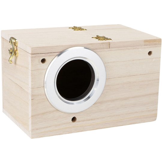 Budgie Nest Wooden Small Bird Breeding Parrot Nesting Box House w/ Stick Window