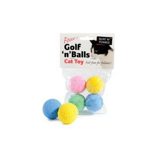 Ruff 'n' Tumble Golf 'n' Balls Assorted Cat Toy 4 Pack - asrtd (One Size) (May Vary) - May Vary - Sharples