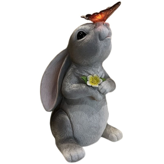 Benobby Kids - Garden Decorative Animal Statues, Solar Resin Rabbit Butterfly Solar Lights, Cartoon Statue Lights, Outdoor Holiday Decorations,