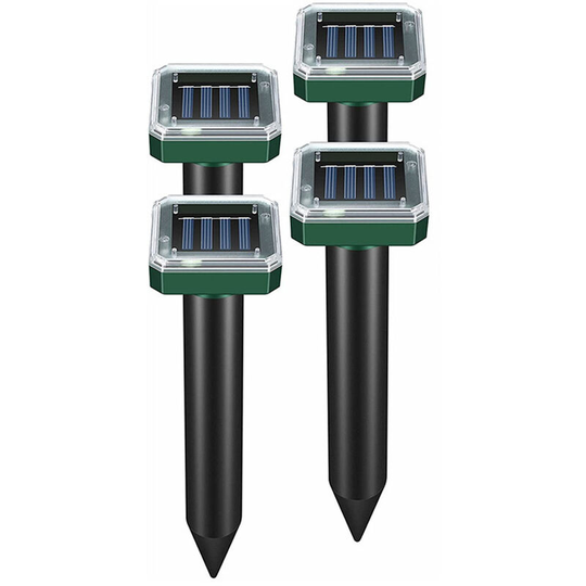 Solar Repellent Ultrasonic 4 Pack Outdoor Powered Sonic Deterrent for Garden Home Groundhog Rodent - Square