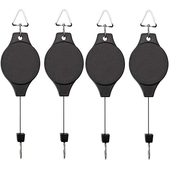 Sun Flowergb - 4 Pack Plant Hook Pulley, Retractable Plant Hanger, Easy Reach Hanging Flower Basket for Garden Baskets, Pots and Bird Feeder, Hang Up