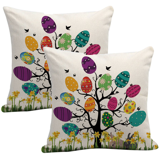 Easter Painting Style Linen Pillow Covers Vintage Rabbit Bunny Decor Cushion Cover for Sofa Style 3