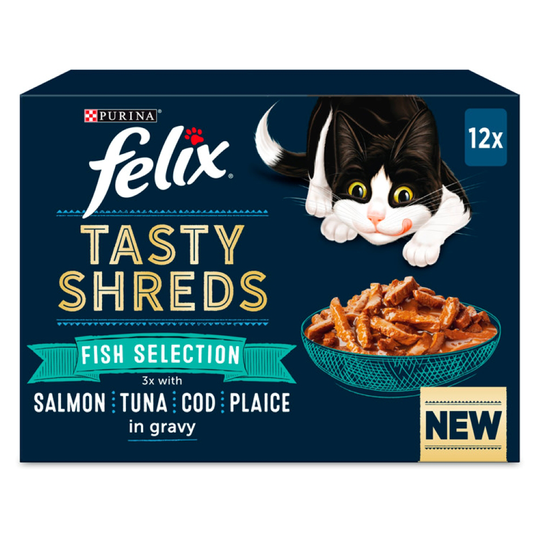 Felix Tasty Shreds 12 x 80g - Fish Selection