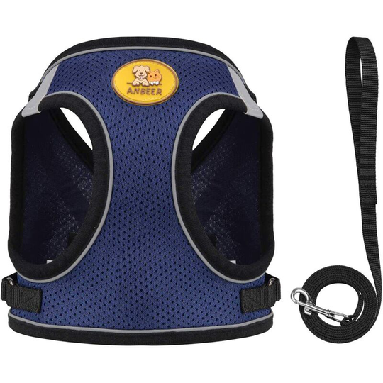 Modou - Dog Vest Harness and Leash Set, No Pull Adjustable Reflective Harness Suitable for Cats and Puppies (l, Navy Blue)