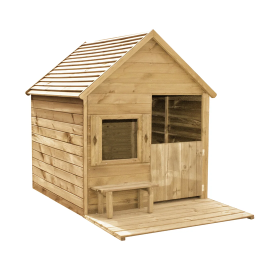 Treated Cabin Class 3 Playhouse with Bench