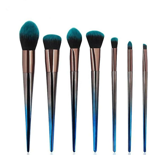 7pcs Kit Diamond Luxury Makeup Brushes Set Professional Make Up Eyeshadow Powder Lip Soft Hair Brush Set For Beauty Tools - Blue