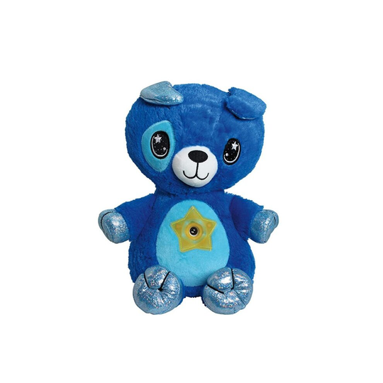 Stuffed Animal With Light Projector In Belly Comforting Toy Plush Toy Night Light Cuddly Puppy (blue)